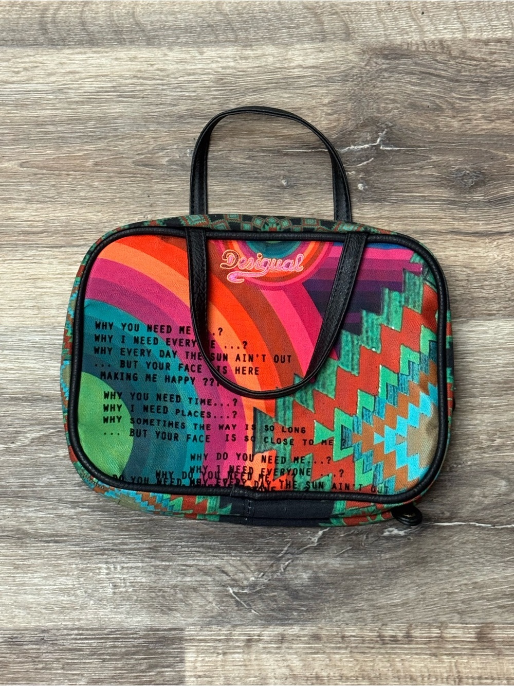 Desigual Multicolor Geometric Cosmetic Bag